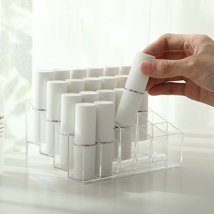 Clear Lipstick Organizer - Grid Storage for Lipsticks & Small Makeup