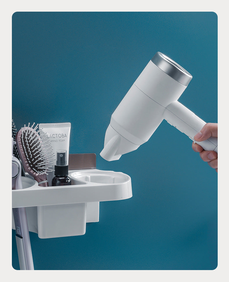 Wall-Mounted Hair Dryer Holder - Stand for Dryer, Curling Iron & Brushes