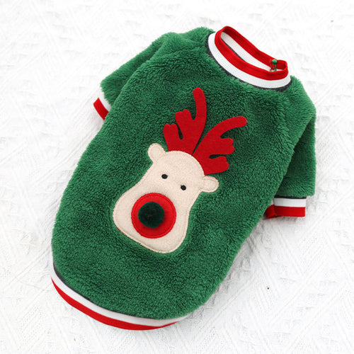 Christmas Coral Fleece Dog Costume - Soft Holiday Outfit
