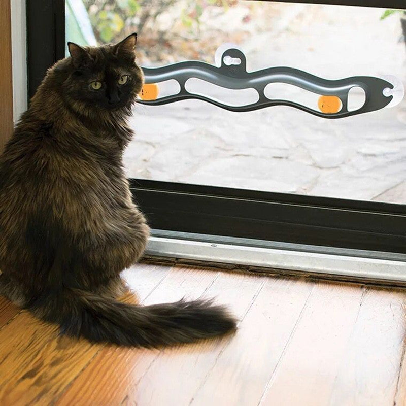 Windowsill Cat Track Ball Toy - Rolling Ball Play for Indoor Cats