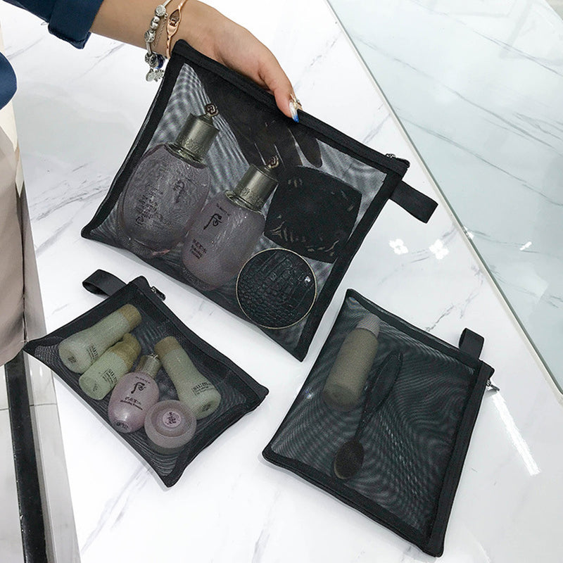 Black Mesh Cosmetic Bag - Small, Medium or Large