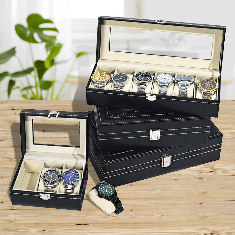Watch & Jewelry Box with Glass Lid - 2 to 8 Slots