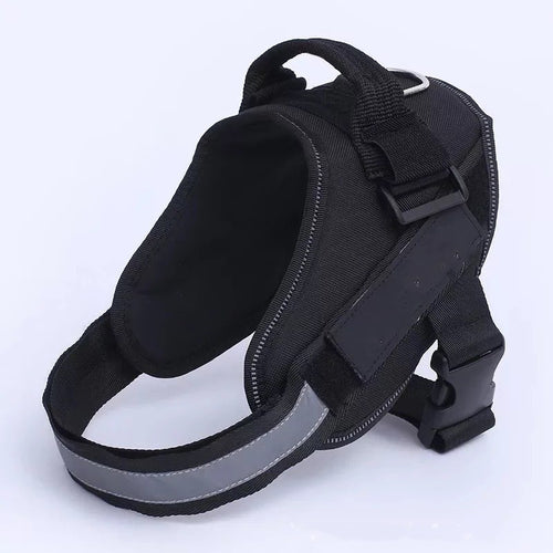 Padded Nylon Dog Harness with Reflective Strip - Black, Size L