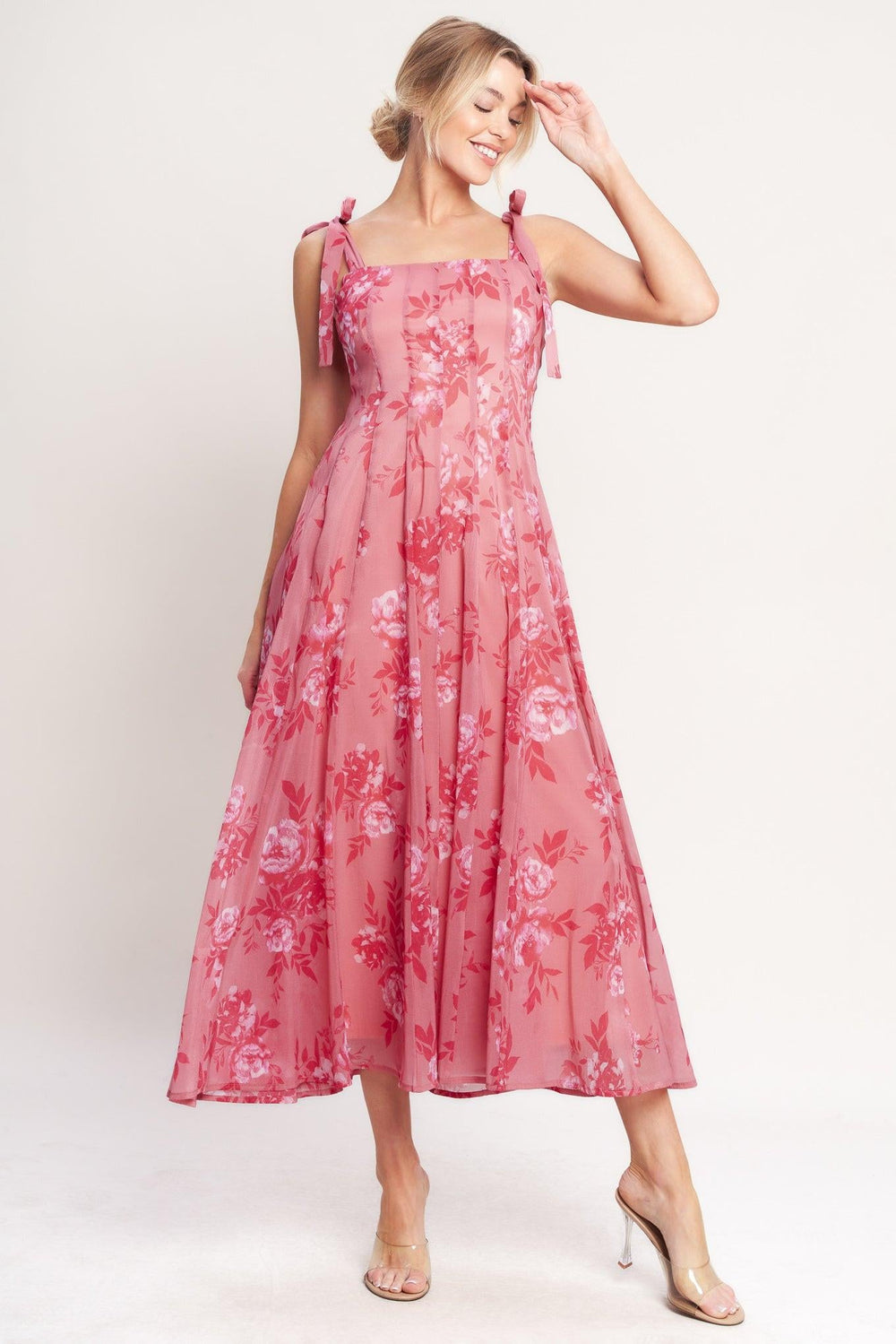 ROMANTIC CANOPY WOVEN MIDI DRESS