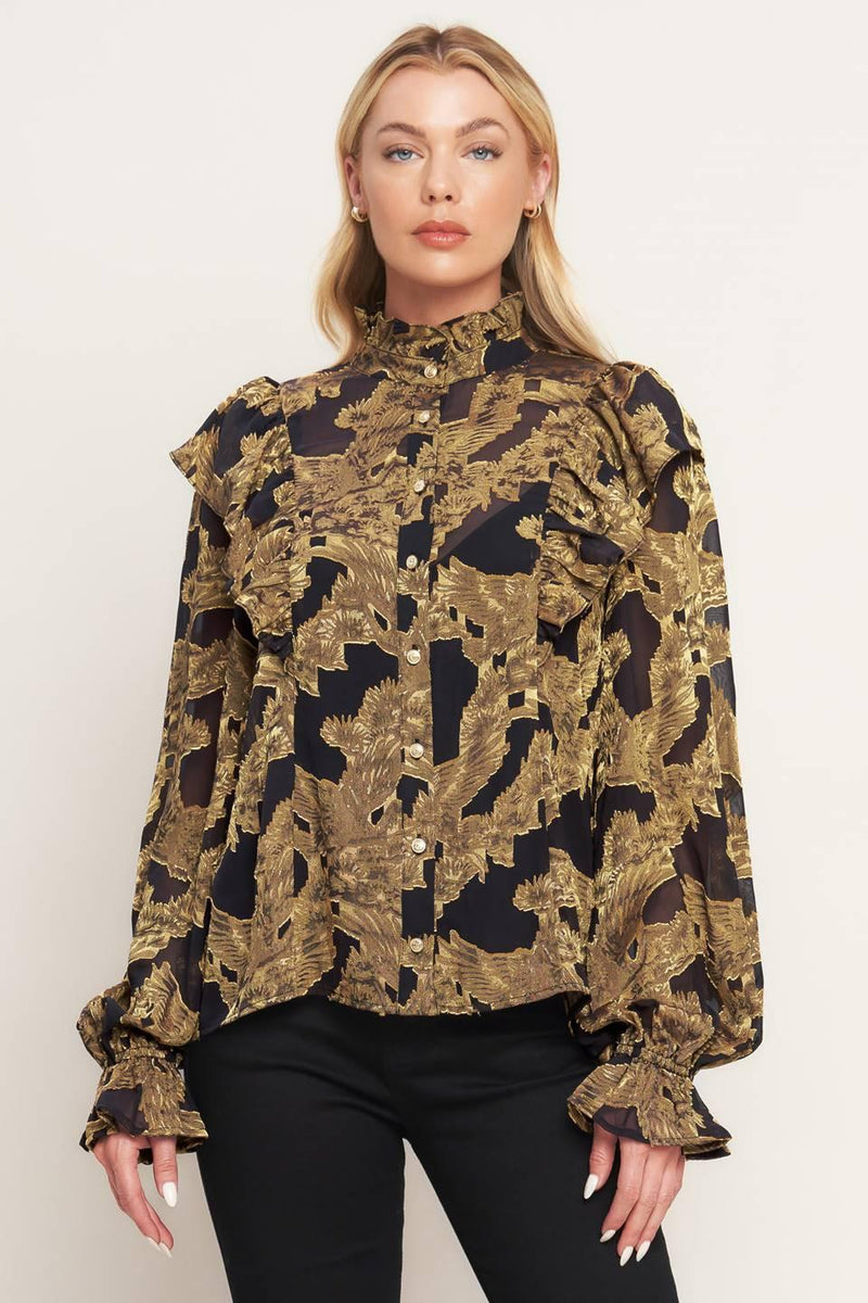 SHADOW GLINT WOVEN TOP