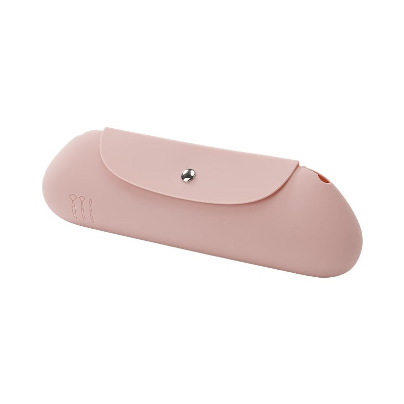 Silicone Makeup Brush Case - Travel Pouch with Snap Closure