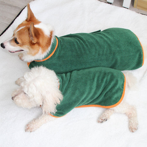 Absorbent Dog Bathrobe - Quick-Dry Microfiber Robe with Hook-and-Loop Strap