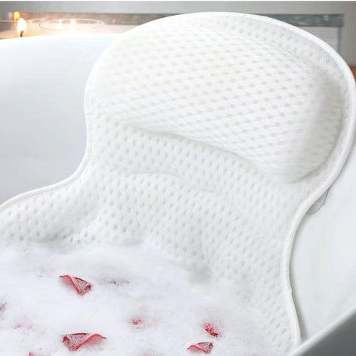 4D Mesh Bath Pillow - Machine-Washable Bathtub Head & Neck Cushion