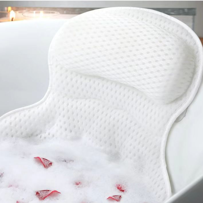 4D Mesh Bath Pillow - Machine-Washable Bathtub Head & Neck Cushion