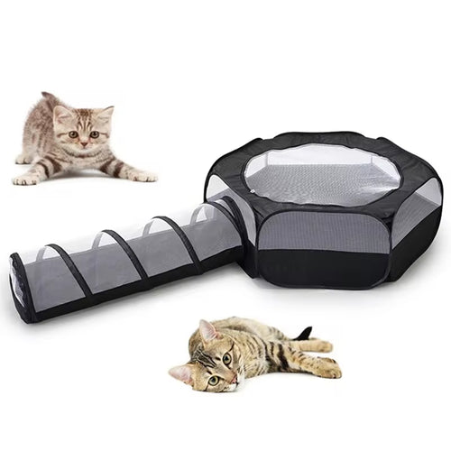 Cat Tunnel & Tent Combo - Zip-Apart, Foldable, 30 cm Tunnel