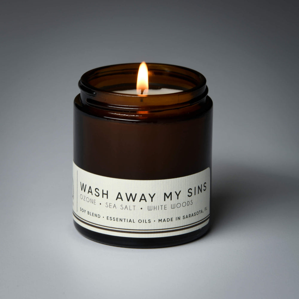 Wash Away My Sins Soy Blend Candle — Sea Salt, Water Lily & White Woods